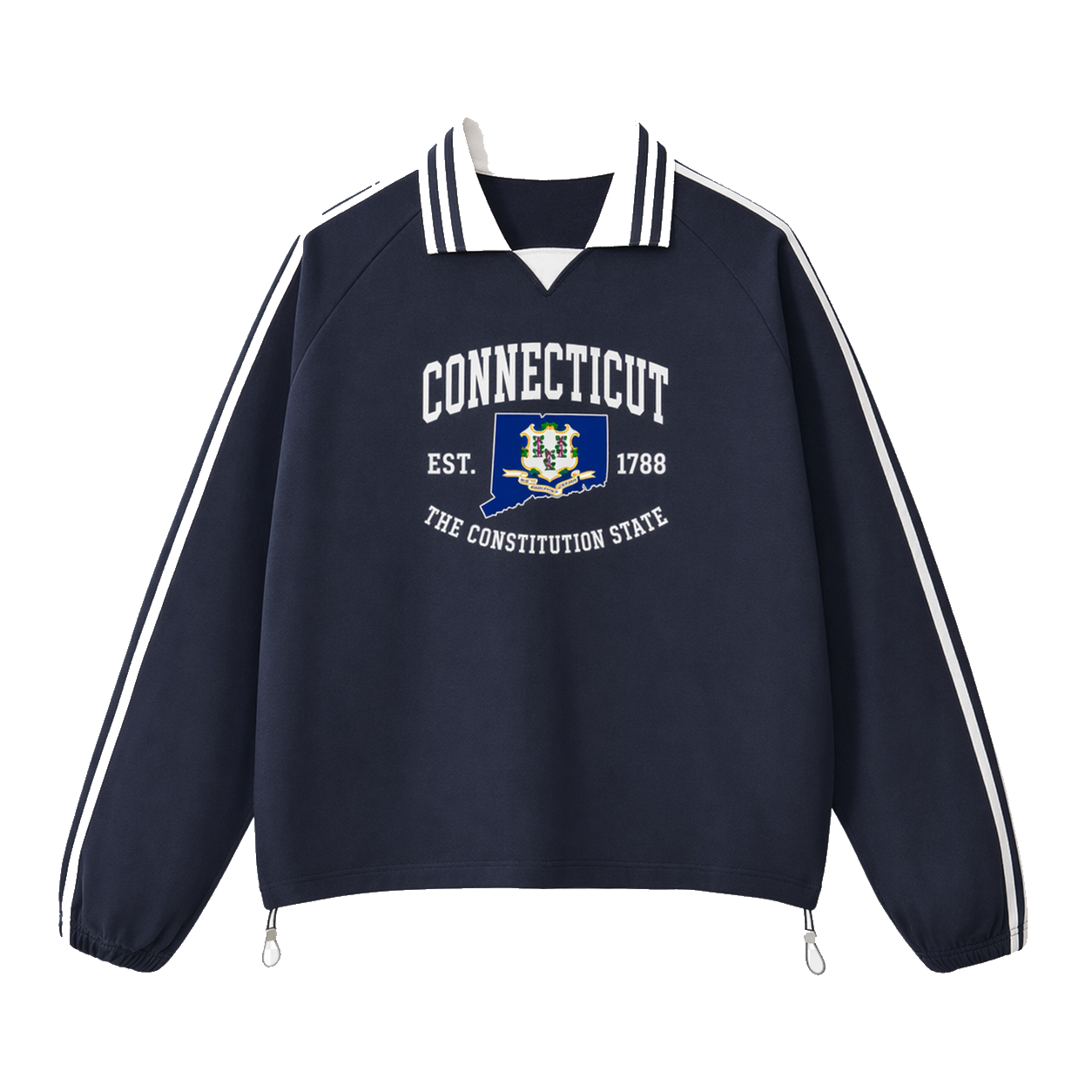 Collection 8 Connecticut Contrast Striped Lapel Collar Sweatshirt - Royal Blue front