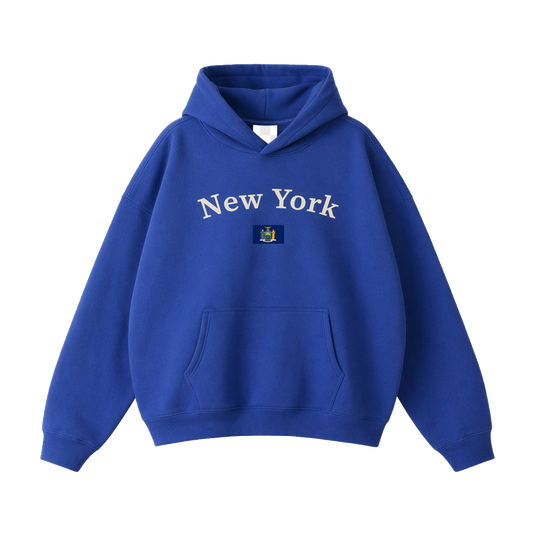Collection 6 New York Oversize Fleeced Hoodie - Klein Blue front