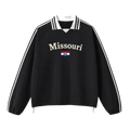 Collection 6 Missouri Contrast Striped Lapel Collar Sweatshirt - Black front
