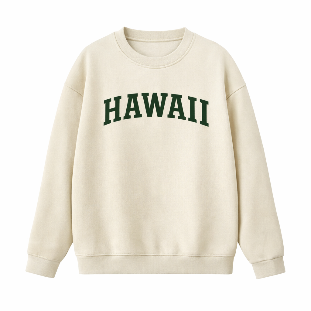 Collection 1 Hawaii Essential Heavyweight Crewneck Sweatshirt - Cream front