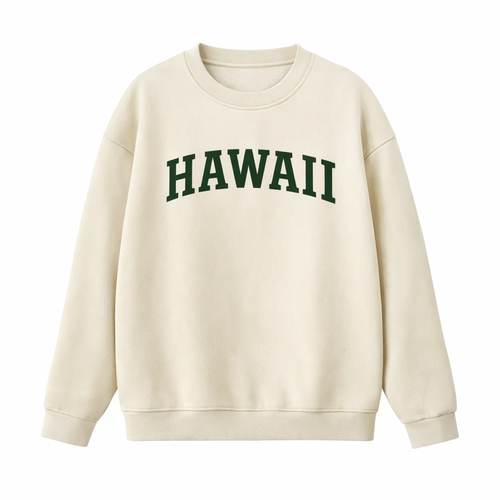 Collection 1 Hawaii Essential Heavyweight Crewneck Sweatshirt - Cream front