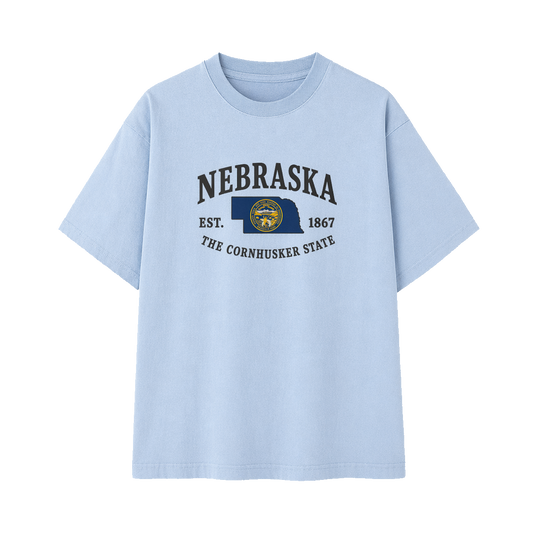 Collection 8 Nebraska Essential Cotton T-Shirt - Light Blue front