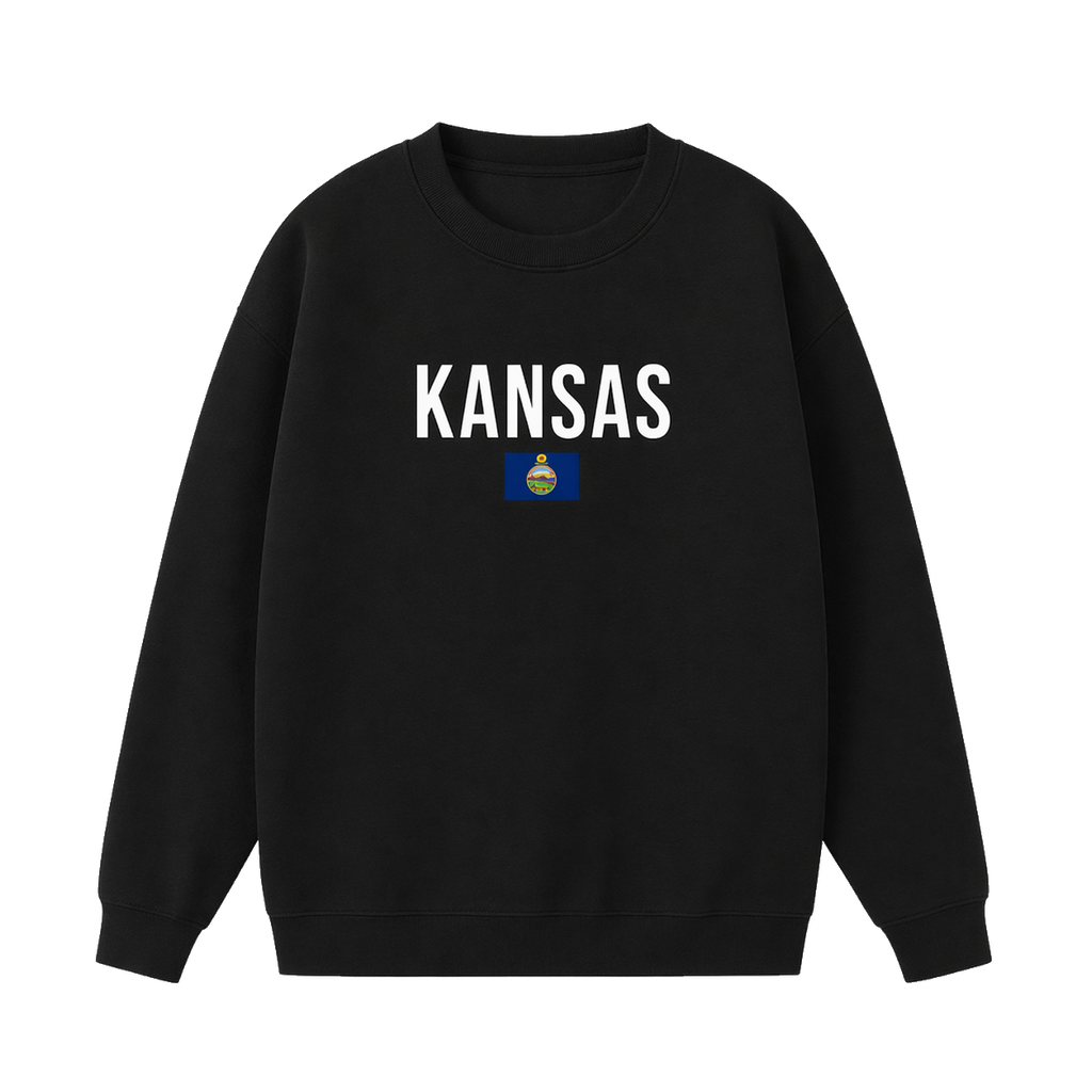 Collection 7 Kansas Essential Heavyweight Crewneck Sweatshirt - Black front