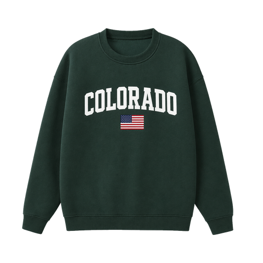 Collection 2 Colorado Essential Heavyweight Crewneck Sweatshirt - Dark Green front