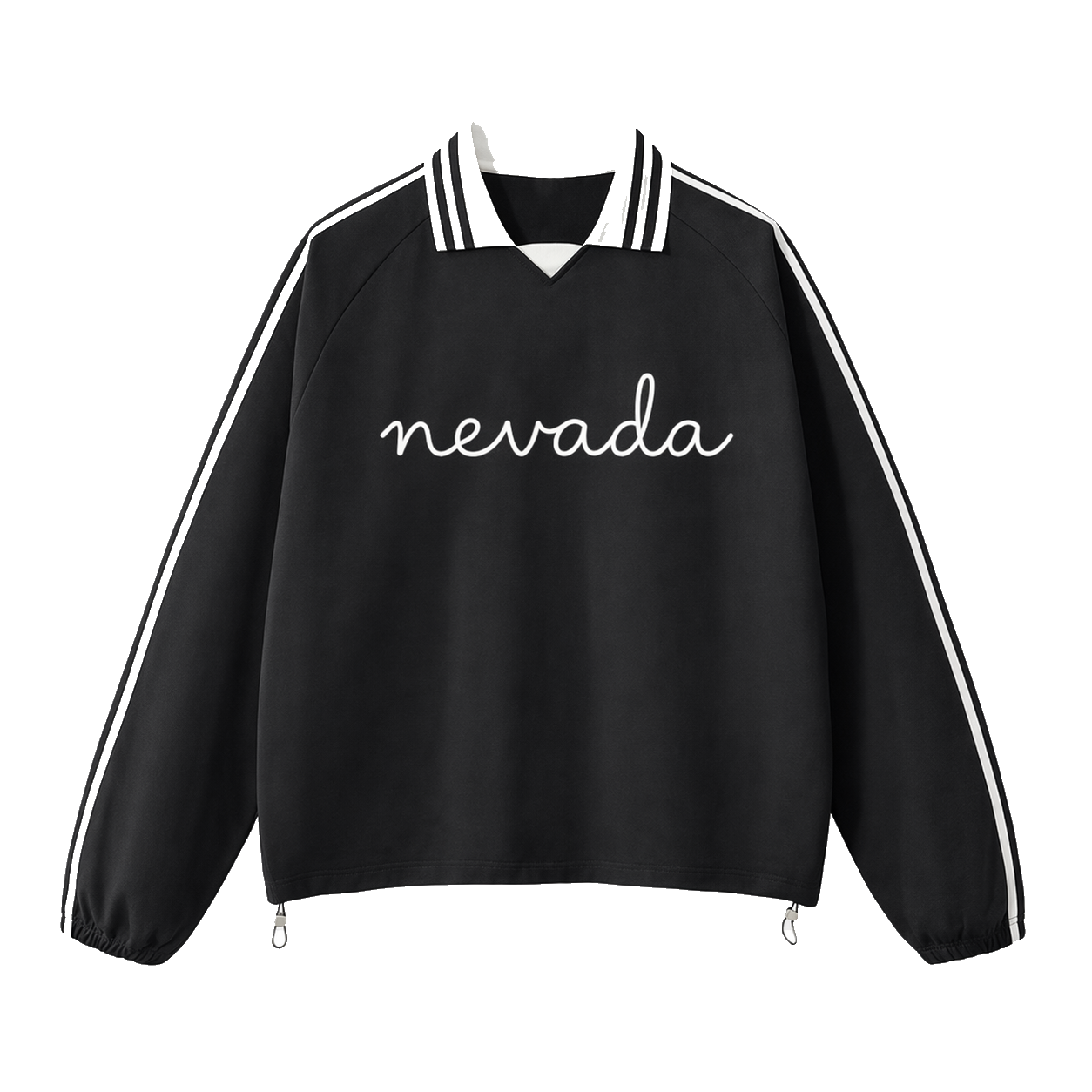 Collection 3 Nevada Contrast Striped Lapel Collar Sweatshirt - Black front