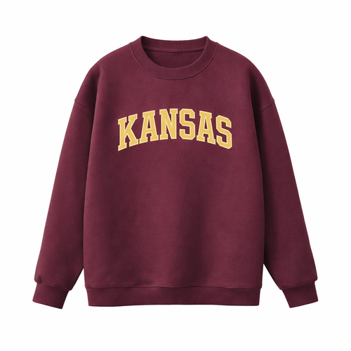 Collection 1 Kansas Essential Heavyweight Crewneck Sweatshirt - Dull Red front