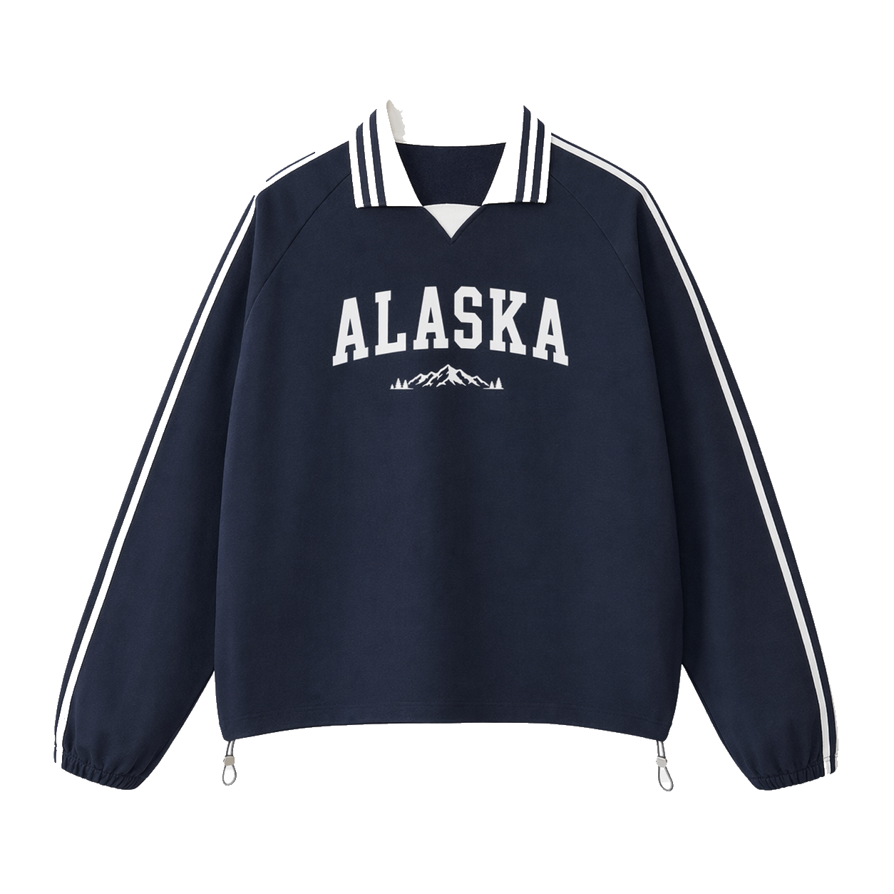 Collection 9 Alaska Contrast Striped Lapel Collar Sweatshirt - Royal Blue front