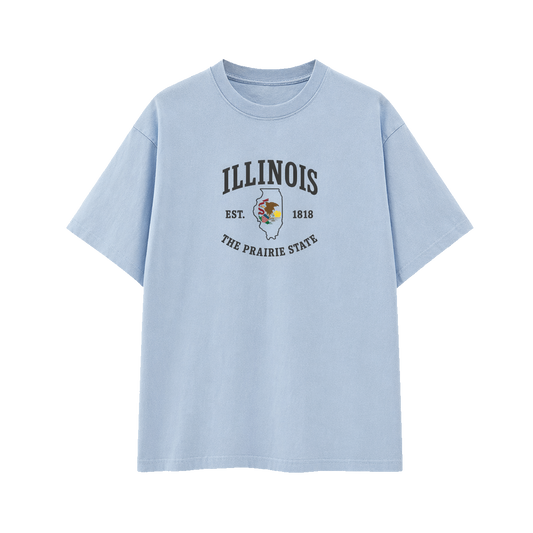 Collection 8 Illinois Essential Cotton T-Shirt - Light Blue front