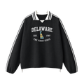 Collection 8 Delaware Contrast Striped Lapel Collar Sweatshirt - Black front