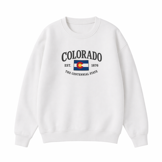 Collection 8 Colorado Essential Heavyweight Crewneck Sweatshirt - White front