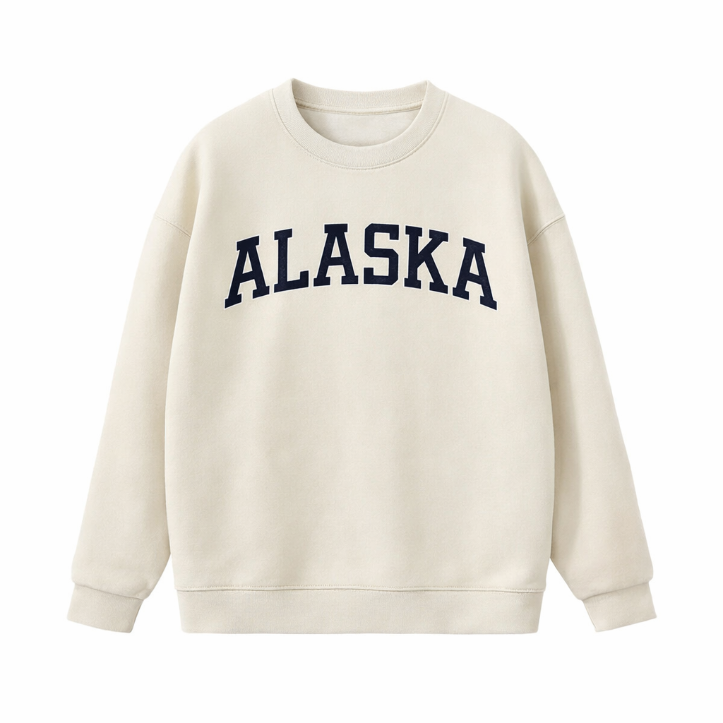Collection 1 Alaska Essential Heavyweight Crewneck Sweatshirt - Cream front