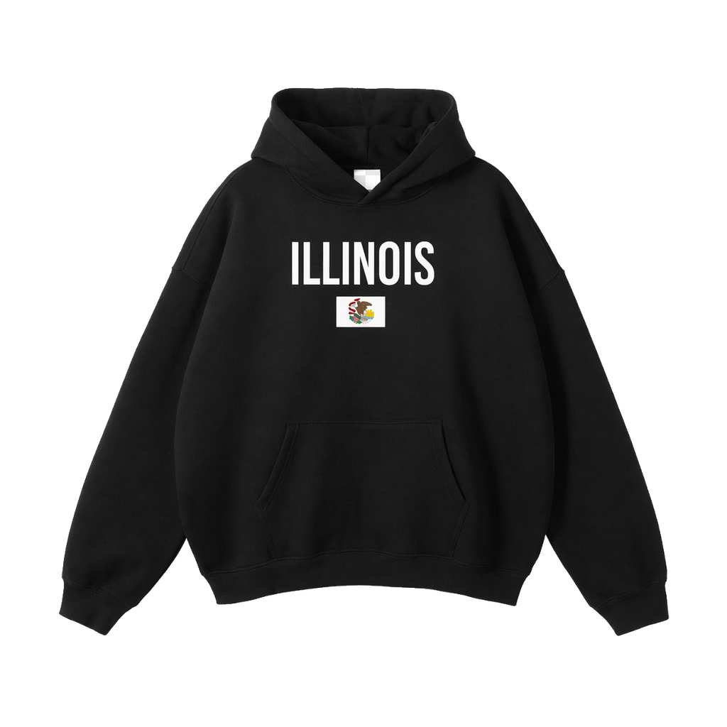 Collection 7 Illinois Oversize Fleeced Hoodie - Black front