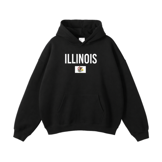 Collection 7 Illinois Oversize Fleeced Hoodie - Black front