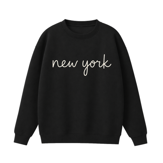 Collection 3 New York Essential Heavyweight Crewneck Sweatshirt - Black front