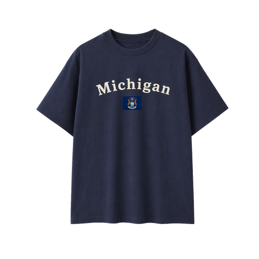 Collection 6 Michigan Essential Cotton T-Shirt - Navy Blue front