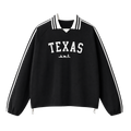 Collection 9 Texas Contrast Striped Lapel Collar Sweatshirt - Black front