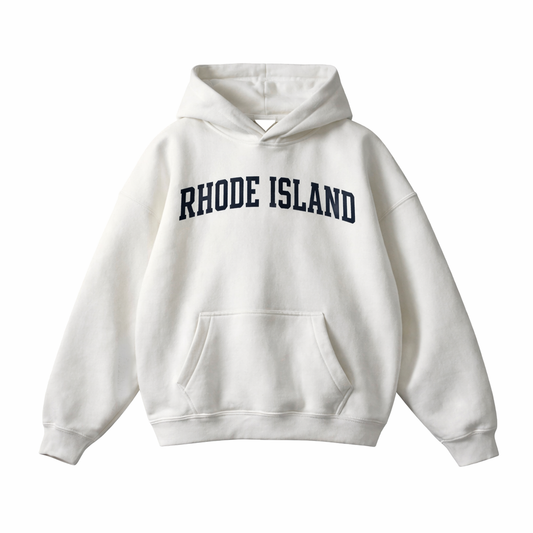 Collection 1 Rhode Island Oversize Fleeced Hoodie - White front