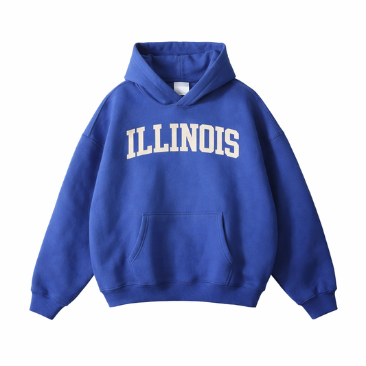 Collection 1 Illinois Oversize Fleeced Hoodie - Klein Blue front