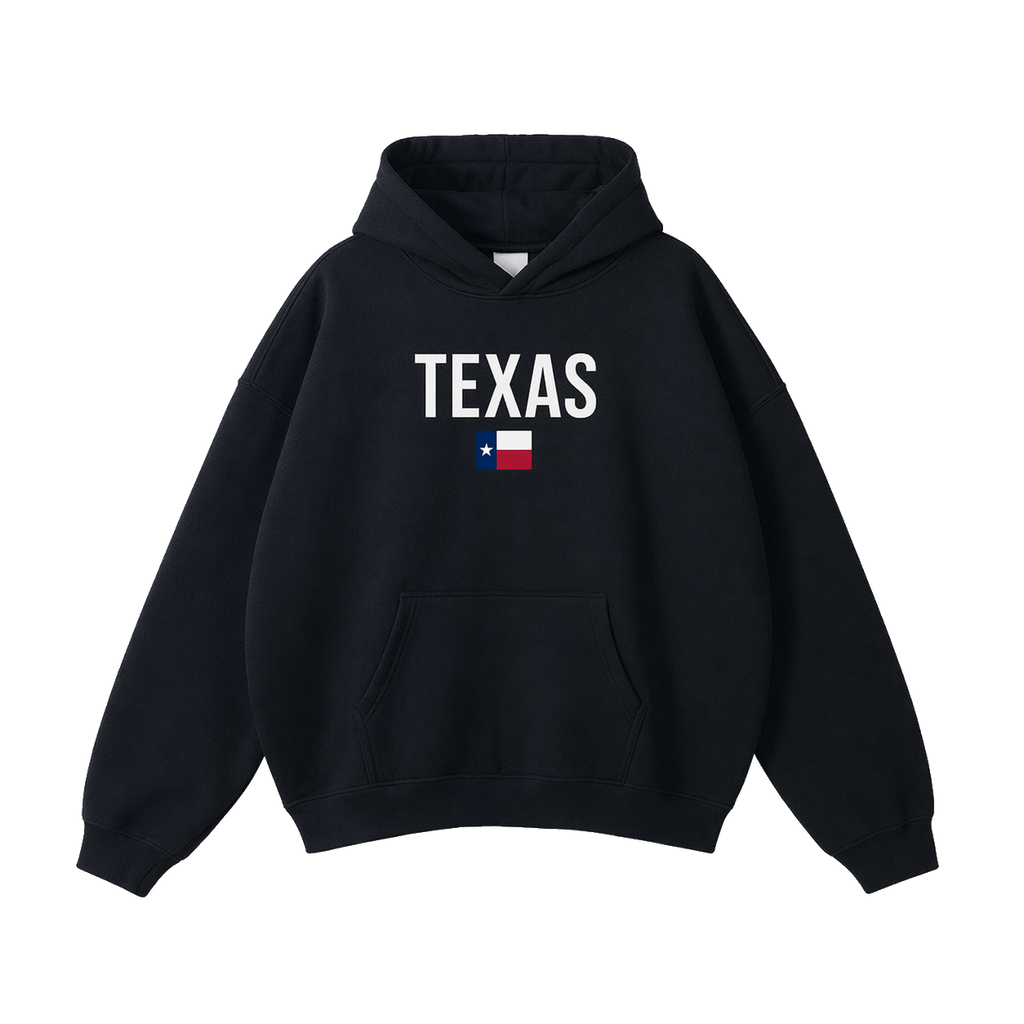 Collection 7 Texas Oversize Fleeced Hoodie - Black front