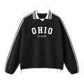 Collection 9 Ohio Contrast Striped Lapel Collar Sweatshirt - Black front