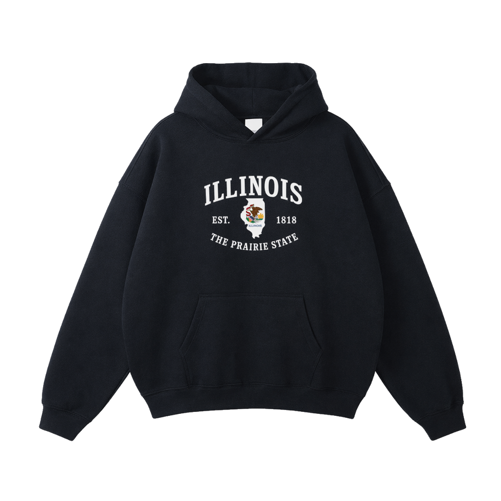 Collection 8 Illinois Oversize Fleeced Hoodie - Black front
