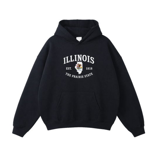 Collection 8 Illinois Oversize Fleeced Hoodie - Black front