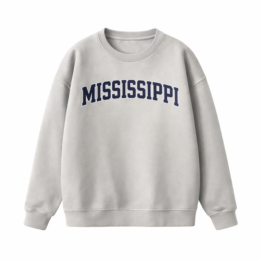 Collection 1 Mississippi Essential Heavyweight Crewneck Sweatshirt - Gray front