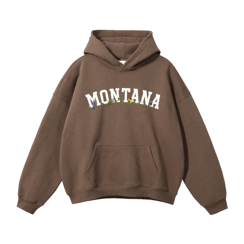Collection 10 Montana Oversize Fleeced Hoodie - Brown front
