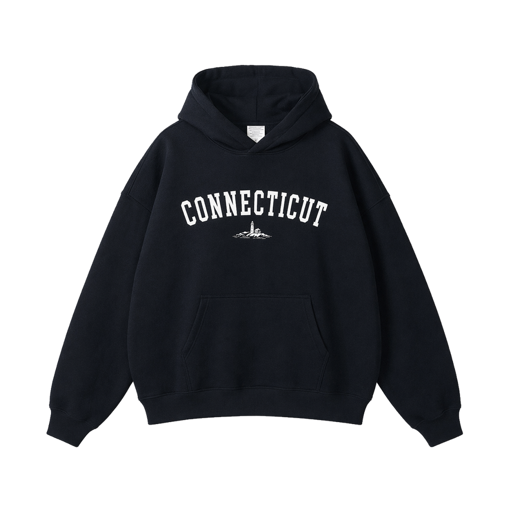 Collection 9 Connecticut Oversize Fleeced Hoodie - Black front