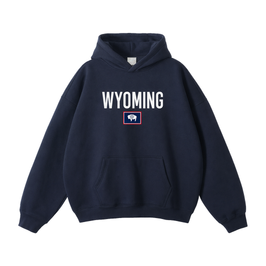 Collection 7 Wyoming Oversize Fleeced Hoodie - Navy Blue front