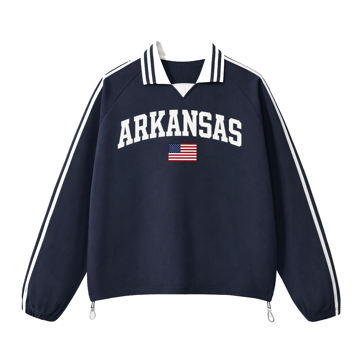 Collection 2 Arkansas Contrast Striped Lapel Collar Sweatshirt - Royal Blue front