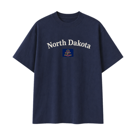 Collection 6 North Dakota Essential Cotton T-Shirt - Navy Blue front