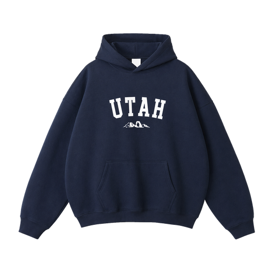 Collection 9 Utah Oversize Fleeced Hoodie - Navy Blue front