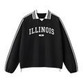 Collection 4 Illinois Contrast Striped Lapel Collar Sweatshirt - Black front