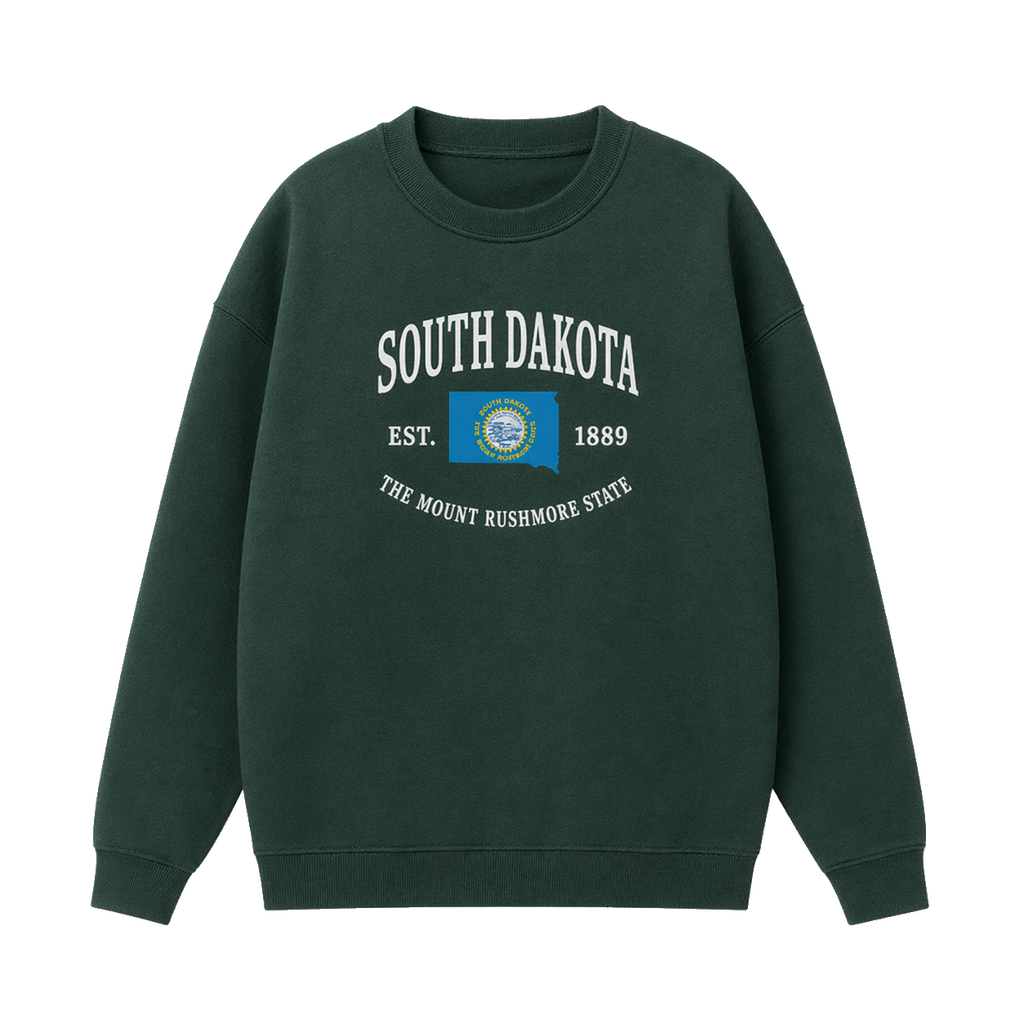 Collection 8 South Dakota Essential Heavyweight Crewneck Sweatshirt - Dark Green front