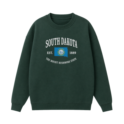 Collection 8 South Dakota Essential Heavyweight Crewneck Sweatshirt - Dark Green front