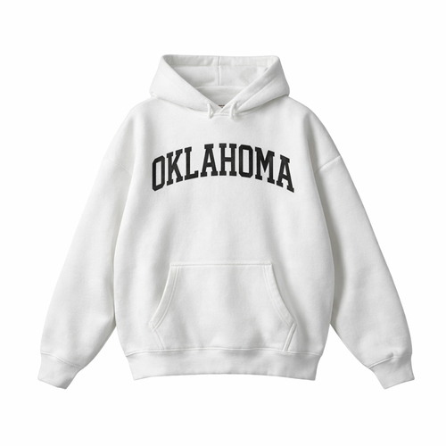 Collection 1 Oklahoma Oversize Fleeced Hoodie - White front