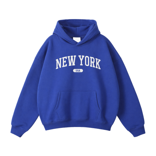 Collection 4 New York Oversize Fleeced Hoodie - Klein Blue front