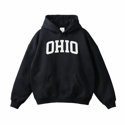 Collection 1 Ohio Oversize Fleeced Hoodie - Black front