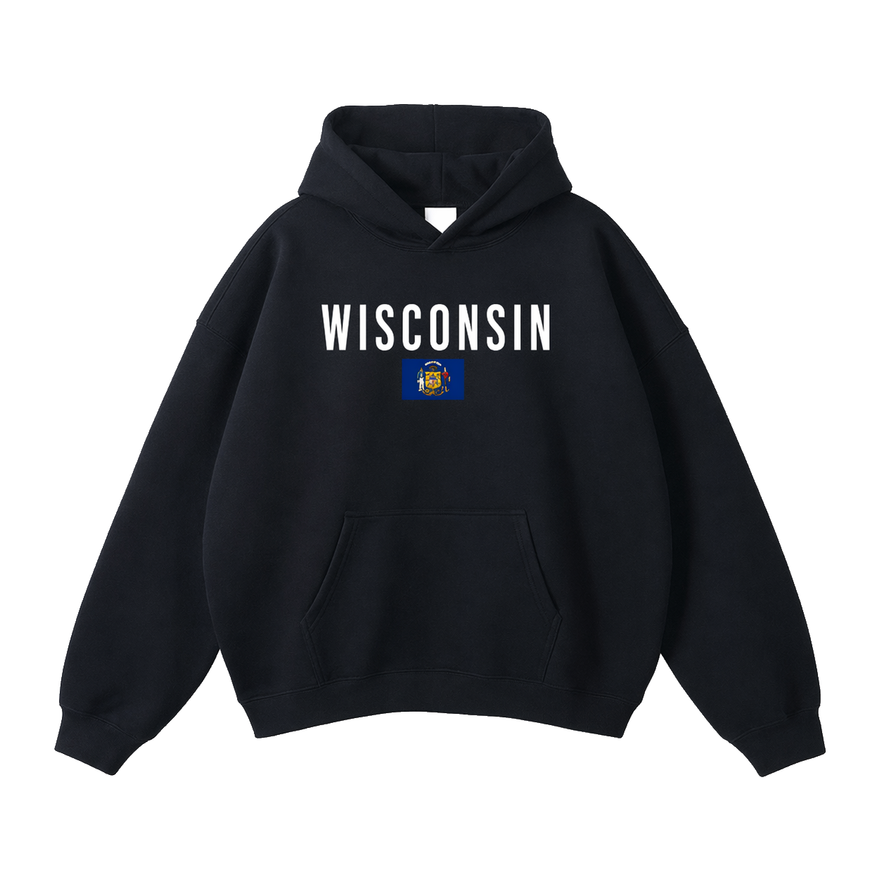 Collection 7 Wisconsin Oversize Fleeced Hoodie - Black front