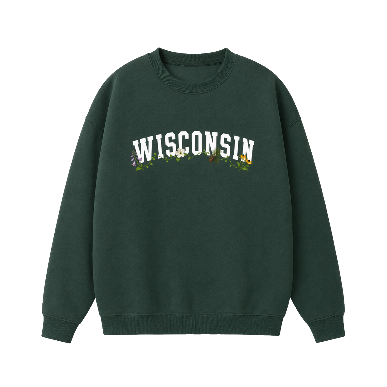 Collection 10 Wisconsin Essential Heavyweight Crewneck Sweatshirt - Dark Green front
