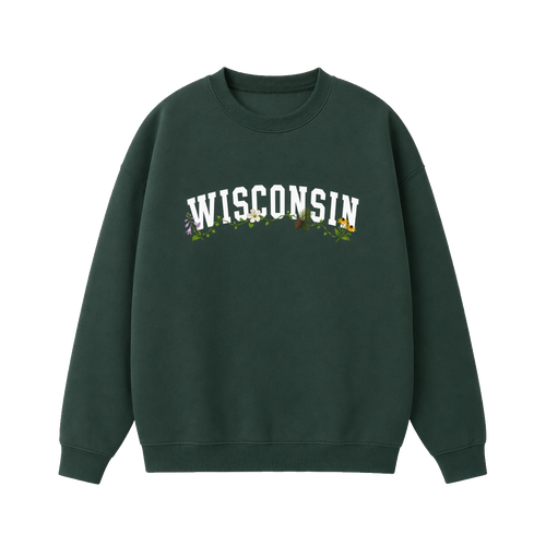 Collection 10 Wisconsin Essential Heavyweight Crewneck Sweatshirt - Dark Green front