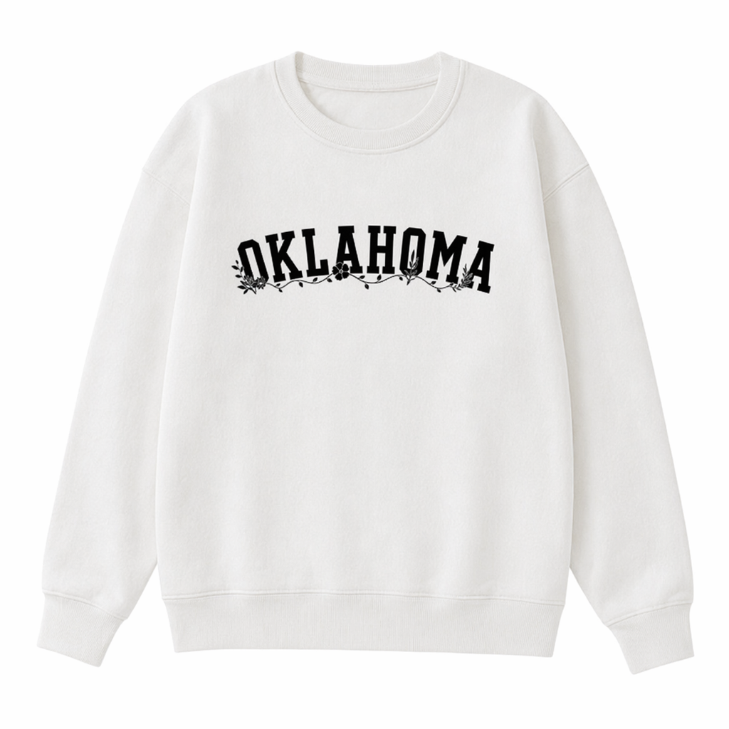 Collection 10 Oklahoma Essential Heavyweight Crewneck Sweatshirt - White front