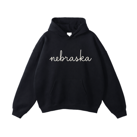 Collection 3 Nebraska Oversize Fleeced Hoodie - Black front
