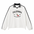 Collection 8 California Contrast Striped Lapel Collar Sweatshirt - White front