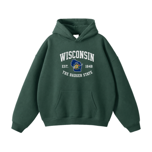 Collection 8 Wisconsin Oversize Fleeced Hoodie - Eden Green front