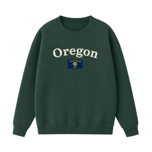 Collection 6 Oregon Essential Heavyweight Crewneck Sweatshirt - Dark Green front