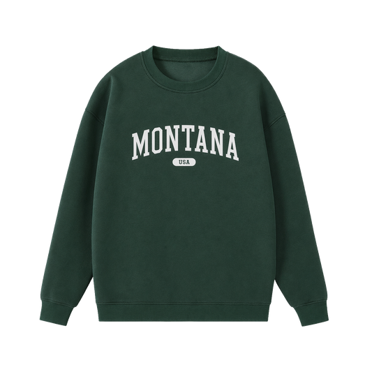 Collection 4 Montana Essential Heavyweight Crewneck Sweatshirt - Dark Green front