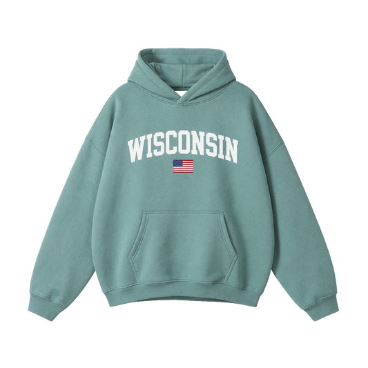 Collection 2 Wisconsin Oversize Fleeced Hoodie - Medium Green front