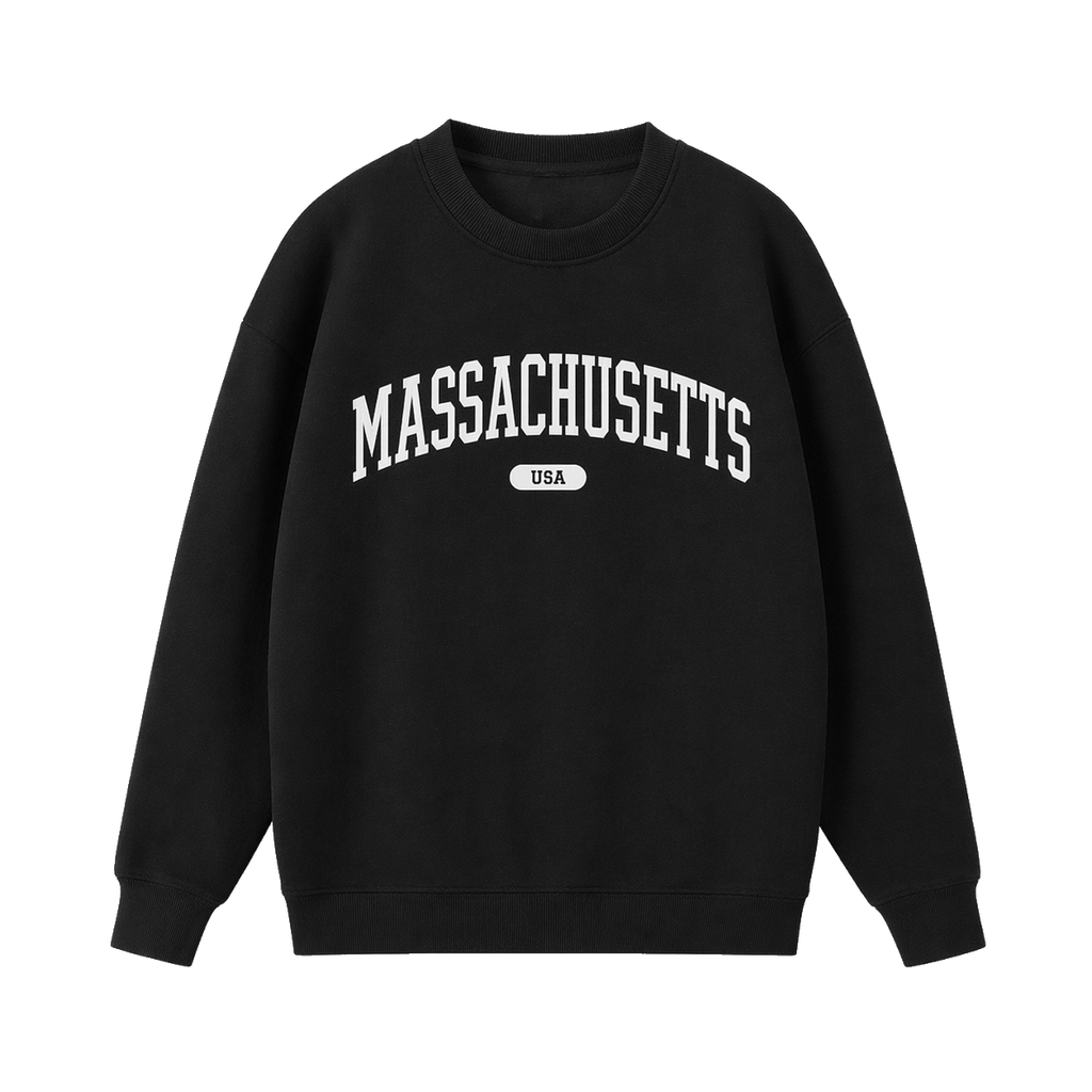 Collection 4 Massachusetts Essential Heavyweight Crewneck Sweatshirt - Black front